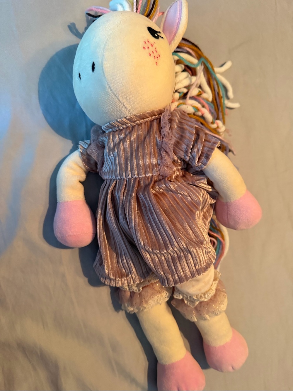 Matilda Jane Plush Unicorn in Mauve Dress with Pink Accents